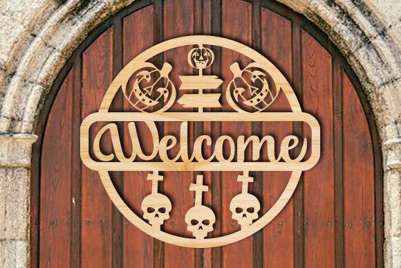 Download Laser Cut Halloween Welcome Gate Sign - Gate sign Collection