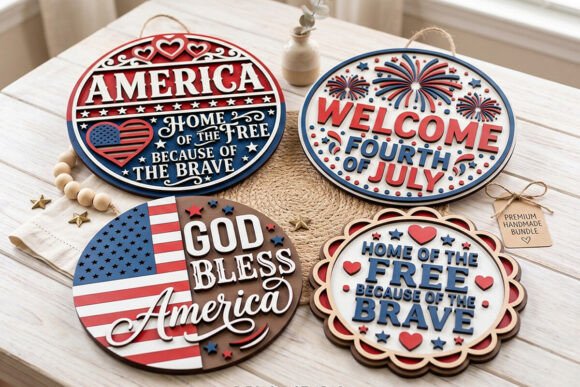 Download 4th of July Patriotic Layered Sign Bundl - Premium Resources