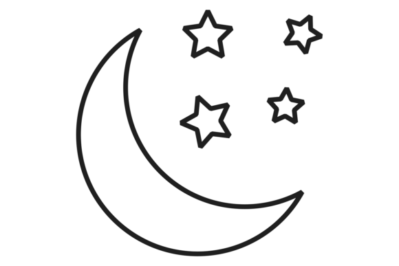 Download Night Icon. Crescent and Stars Sign. Moo - Stars sign Collection