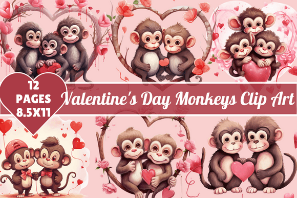 Download Valentine's Day Monkeys Clip Art - Premium Resources