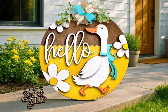 Download Hello Goose Daisies, SVG Laser Hanger - Premium Resources