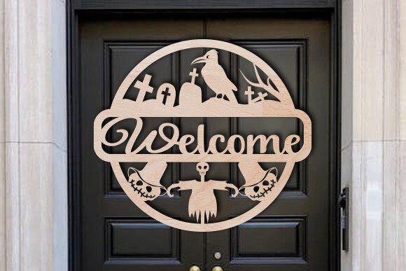 Download Laser Cut Halloween Welcome Gate Sign - Gate sign Collection