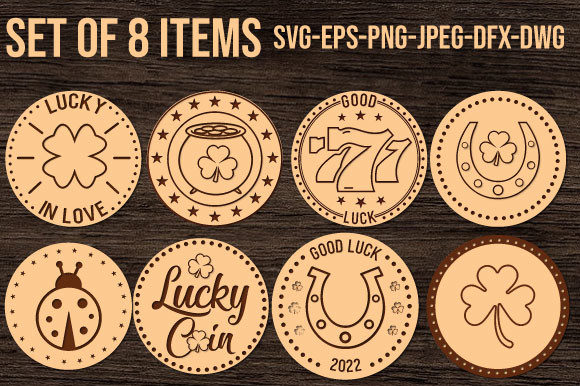 Download Lucky Coins Laser Cut Files Set - Lucky coins Collection