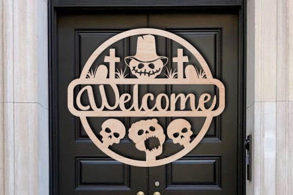 Download Laser Cut Halloween Welcome Gate Sign - Gate sign Collection